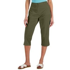 KAREN SCOTT, WOMEN'S NEW STONE COTTON BL REGULAR FIT WOVEN CAPRI, SIZE 14